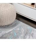 SILK ORCHID Area Rug Swirl Marbled Abstract Gray/Turquoise 4 ft. x 6 ft. Area Rug
