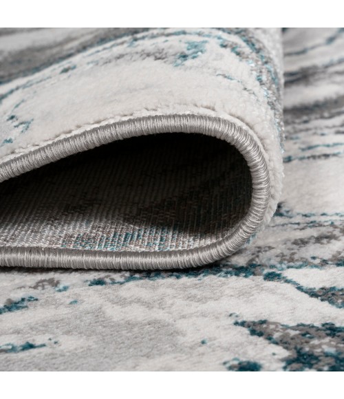 SILK ORCHID Area Rug Swirl Marbled Abstract Gray/Turquoise 4 ft. x 6 ft. Area Rug