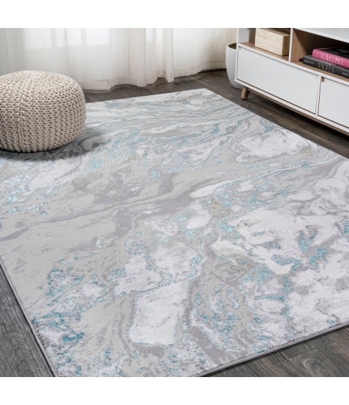 SILK ORCHID Area Rug Swirl Marbled Abstract Gray/Turquoise 4 ft. x 6 ft. Area Rug