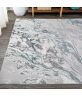 SILK ORCHID Area Rug Swirl Marbled Abstract Gray/Turquoise 4 ft. x 6 ft. Area Rug