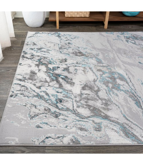 SILK ORCHID Area Rug Swirl Marbled Abstract Gray/Turquoise 4 ft. x 6 ft. Area Rug