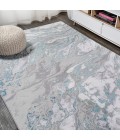 SILK ORCHID Area Rug Swirl Marbled Abstract Gray/Turquoise 4 ft. x 6 ft. Area Rug