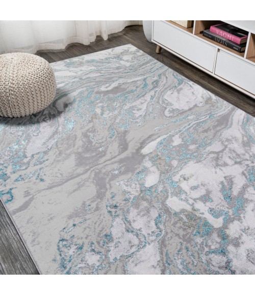 SILK ORCHID Area Rug Swirl Marbled Abstract Gray/Turquoise 4 ft. x 6 ft. Area Rug
