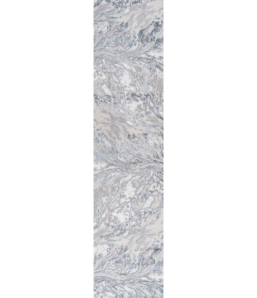 SILK ORCHID Area Rug Swirl Marbled Abstract Gray/Blue 2 ft. x 8 ft. Runner Rug