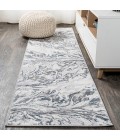 SILK ORCHID Area Rug Swirl Marbled Abstract Gray/Blue 2 ft. x 8 ft. Runner Rug