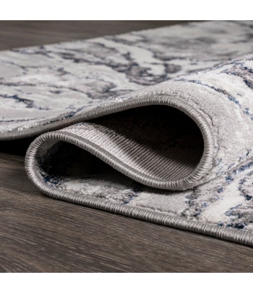 SILK ORCHID Area Rug Swirl Marbled Abstract Gray/Blue 2 ft. x 8 ft. Runner Rug