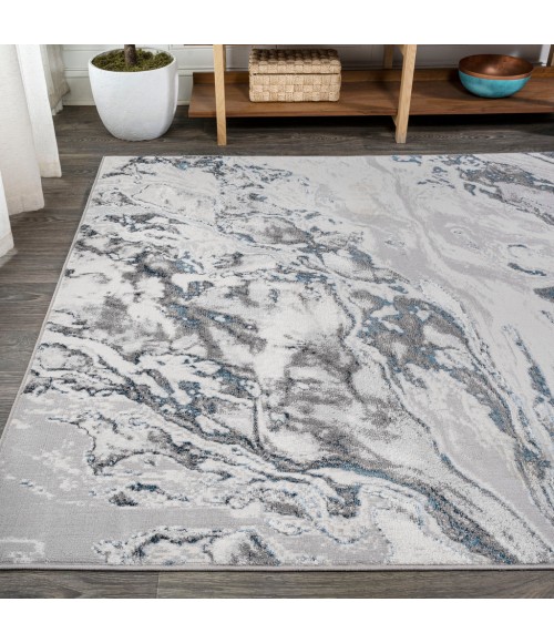 SILK ORCHID Area Rug Swirl Marbled Abstract Gray/Blue 4 ft. x 6 ft. Area Rug