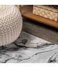 SILK ORCHID Area Rug Swirl Marbled Abstract Gray/Black 5 ft. x 8 ft. Area Rug