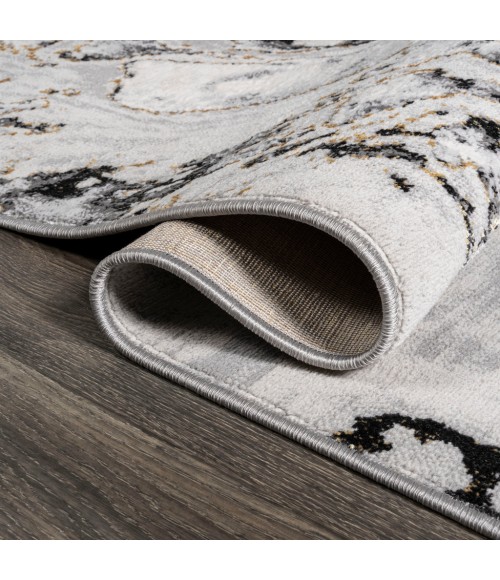 SILK ORCHID Area Rug Swirl Marbled Abstract Gray/Black 2 ft. x 10 ft. Runner Rug