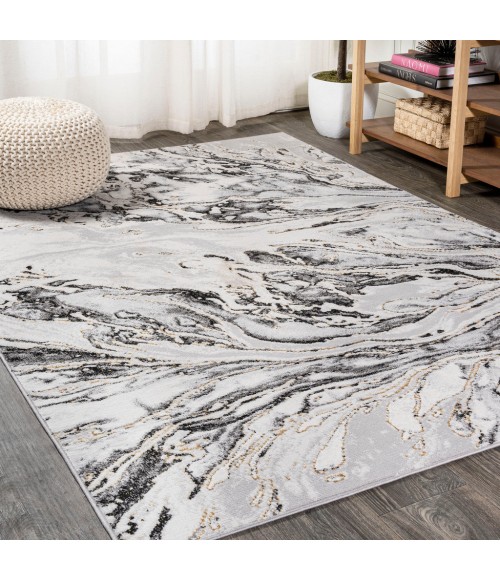 SILK ORCHID Area Rug Swirl Marbled Abstract Gray/Black 5 ft. x 8 ft. Area Rug
