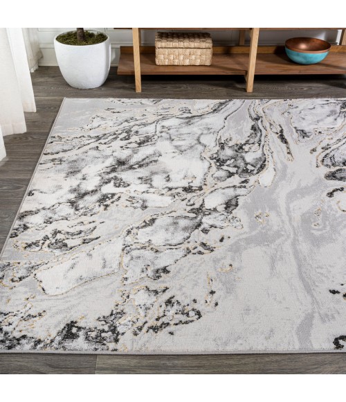 SILK ORCHID Area Rug Swirl Marbled Abstract Gray/Black 5 ft. x 8 ft. Area Rug