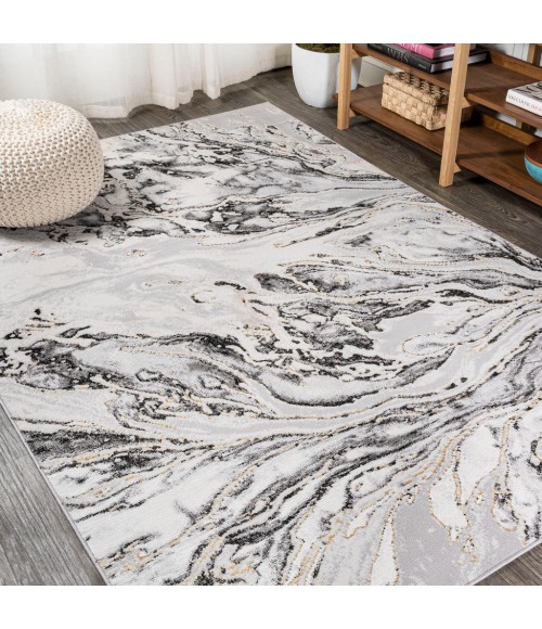 SILK ORCHID Area Rug Swirl Marbled Abstract Gray/Black 5 ft. x 8 ft. Area Rug