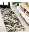 SILK ORCHID Area Rug Swirl Marbled Abstract Black/Yellow 2 ft. x 8 ft. Runner Rug