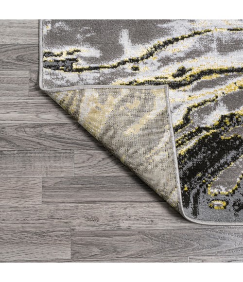 SILK ORCHID Area Rug Swirl Marbled Abstract Black/Yellow 2 ft. x 8 ft. Runner Rug