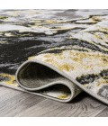 SILK ORCHID Area Rug Swirl Marbled Abstract Black/Yellow 2 ft. x 8 ft. Runner Rug
