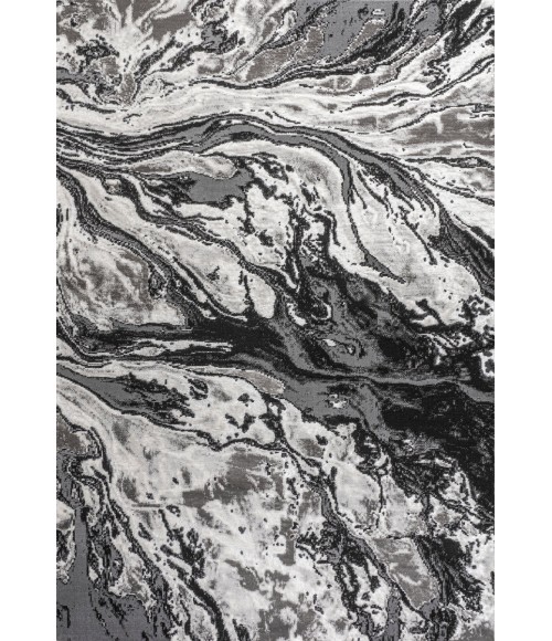 SILK ORCHID Area Rug Swirl Marbled Abstract Black/Ivory 3 ft. x 5 ft. Area Rug