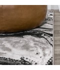 SILK ORCHID Area Rug Swirl Marbled Abstract Black/Ivory 3 ft. x 5 ft. Area Rug