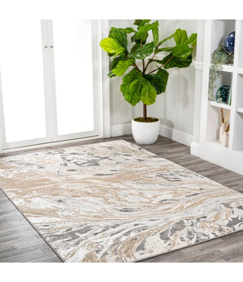 Swirl Marbled Abstract Beige/Ivory 5 ft. x 8 ft. Area Rug