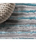 Batten Modern Stripe Gray/Turquoise 2 ft. x 10 ft. Runner Rug