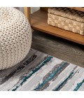 Batten Modern Stripe Gray/Turquoise 2 ft. x 10 ft. Runner Rug