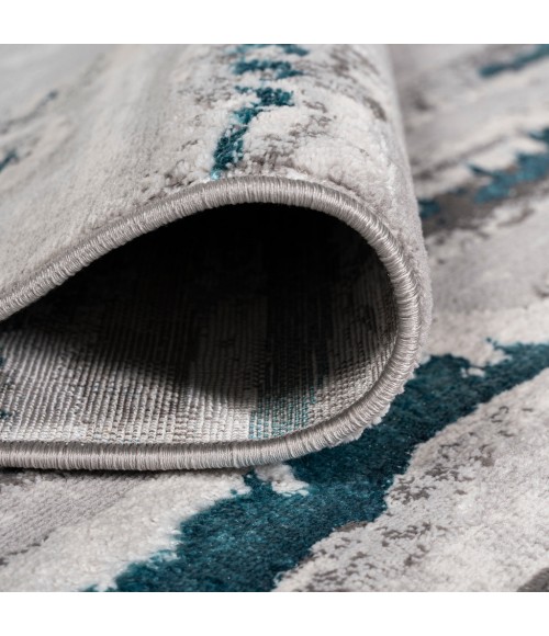 Batten Modern Stripe Gray/Turquoise 2 ft. x 10 ft. Runner Rug