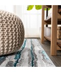 Batten Modern Stripe Gray/Turquoise 2 ft. x 10 ft. Runner Rug