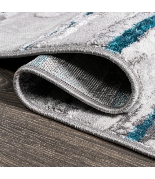 Batten Modern Stripe Gray/Turquoise 2 ft. x 10 ft. Runner Rug