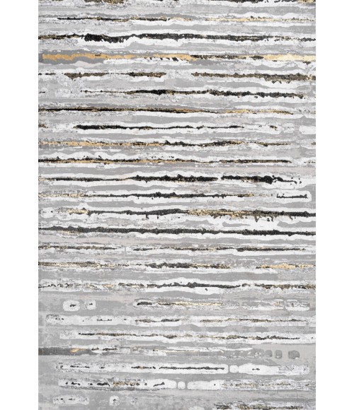 SILK ORCHID Area Rug Batten Modern Stripe Gray/Black 5 ft. x 8 ft. Area Rug