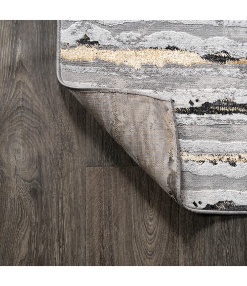 SILK ORCHID Area Rug Batten Modern Stripe Gray/Black 5 ft. x 8 ft. Area Rug