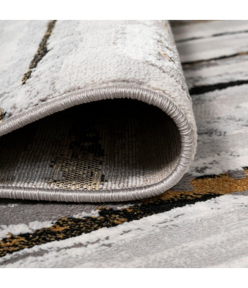 SILK ORCHID Area Rug Batten Modern Stripe Gray/Black 5 ft. x 8 ft. Area Rug