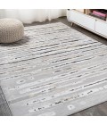SILK ORCHID Area Rug Batten Modern Stripe Gray/Black 5 ft. x 8 ft. Area Rug