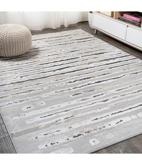 SILK ORCHID Area Rug Batten Modern Stripe Gray/Black 5 ft. x 8 ft. Area Rug