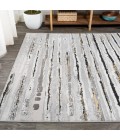 SILK ORCHID Area Rug Batten Modern Stripe Gray/Black 5 ft. x 8 ft. Area Rug