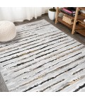SILK ORCHID Area Rug Batten Modern Stripe Gray/Black 5 ft. x 8 ft. Area Rug