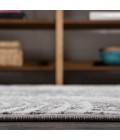 Timeworn Modern Abstract Gray/Turquoise 2 ft. x 10 ft. Runner Rug