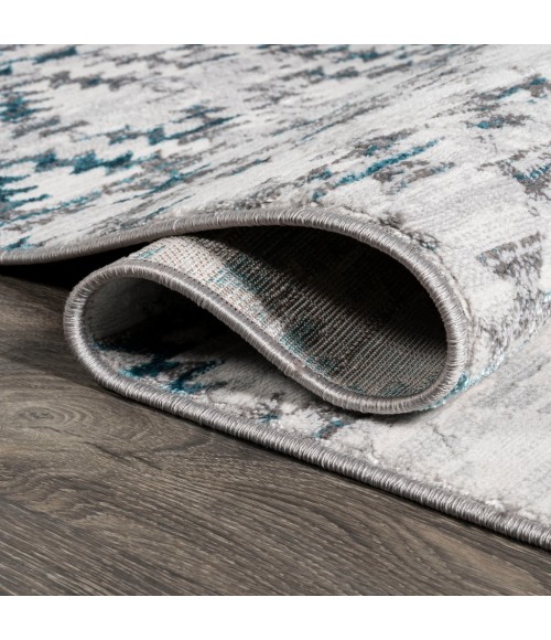 SILK ORCHID Area Rug Ancient Faded Trellis Gray/Turquoise 2 ft. x 10 ft. Runner Rug
