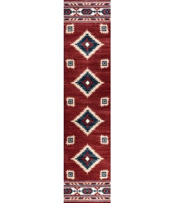 Jonathany South Western SWC100A Red/Navy/Cream Area Rug 2 ft. X 8 ft. Runner