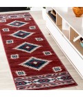SOUTH WESTERN Area Rug Serape Medallion Southwestern Red/Navy/Cream 2 ft. x 8 ft. Runner Rug