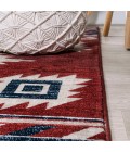 SOUTH WESTERN Area Rug Serape Medallion Southwestern Red/Navy/Cream 5 ft. x 8 ft. Area Rug
