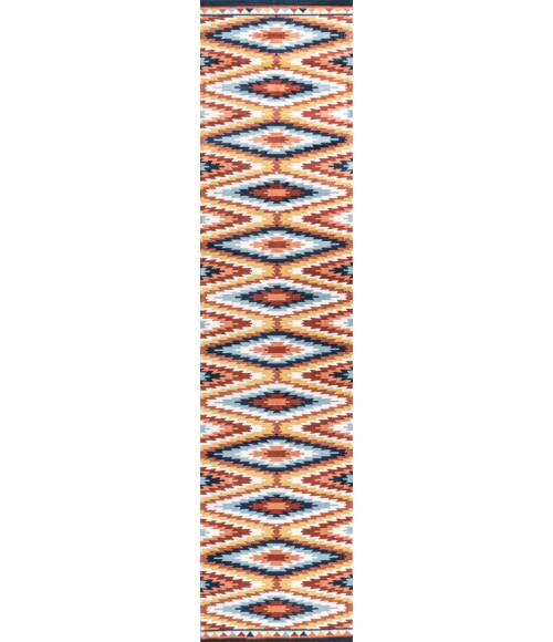 Konya Diamond Kilim Geometric Yellow/Red/Blue 2 ft. x 8 ft. Runner Rug