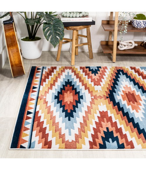 SOUTH WESTERN Area Rug Konya Diamond Kilim Geometric Yellow/Red/Blue 3 ft. x 5 ft. Area Rug
