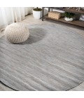 Ethan Modern Flatweave Solid Gray 6' Round Indoor/Outdoor Area Rug