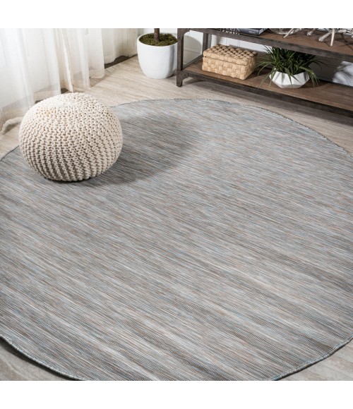 Ethan Modern Flatweave Solid Gray 6' Round Indoor/Outdoor Area Rug