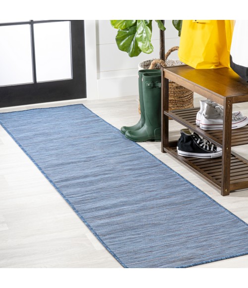 TUSCAN SUN COLLECTION Area Rug Ethan Modern Flatweave Solid Blue 2 ft. x 8 ft. Indoor/Outdoor Runner Rug