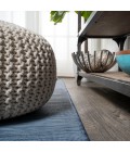 TUSCAN SUN COLLECTION Area Rug Ethan Modern Flatweave Solid Blue 6' Round Indoor/Outdoor Area Rug