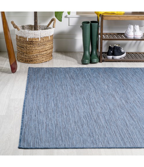 TUSCAN SUN COLLECTION Area Rug Ethan Modern Flatweave Solid Blue 9 ft. x 12 ft. Indoor/Outdoor Area Rug