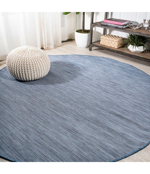 TUSCAN SUN COLLECTION Area Rug Ethan Modern Flatweave Solid Blue 6' Round Indoor/Outdoor Area Rug