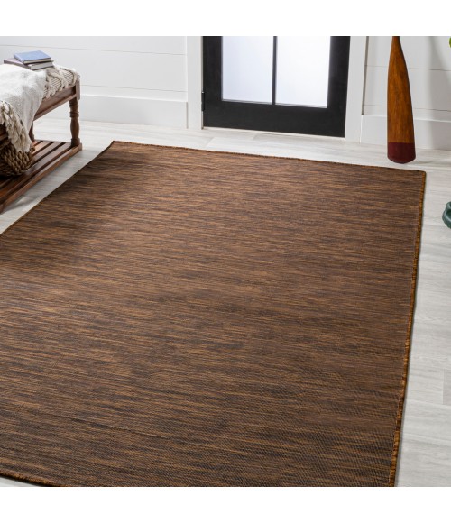 TUSCAN SUN COLLECTION Area Rug Ethan Modern Flatweave Solid Brown 3 ft. x 5 ft. Indoor/Outdoor Area Rug
