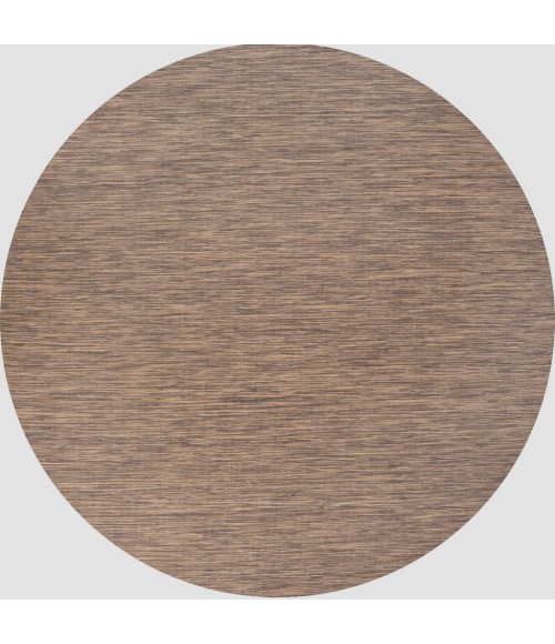 TUSCAN SUN COLLECTION Area Rug Ethan Modern Flatweave Solid Brown 6' Round Indoor/Outdoor Area Rug