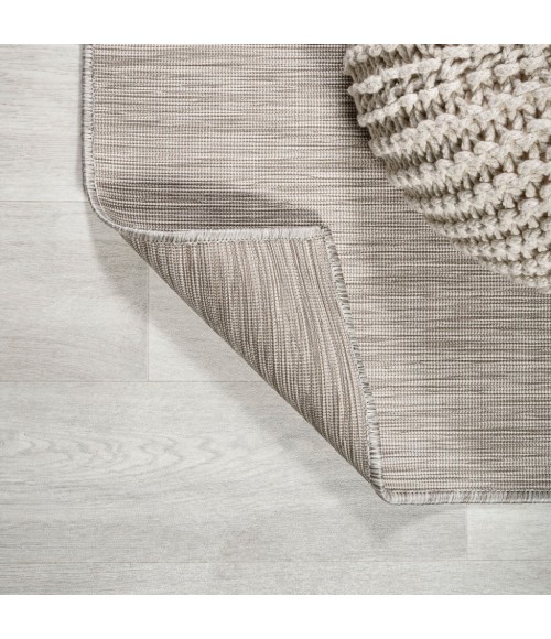 TUSCAN SUN COLLECTION Area Rug Ethan Modern Flatweave Solid Light Gray 6' Round Indoor/Outdoor Area Rug